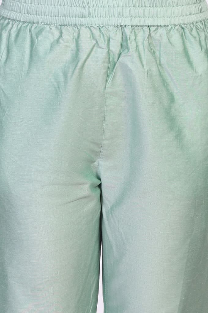 Green Embroidered Straight Jacquard Kurta with Straight Pant and Dupatta Set — photo 7