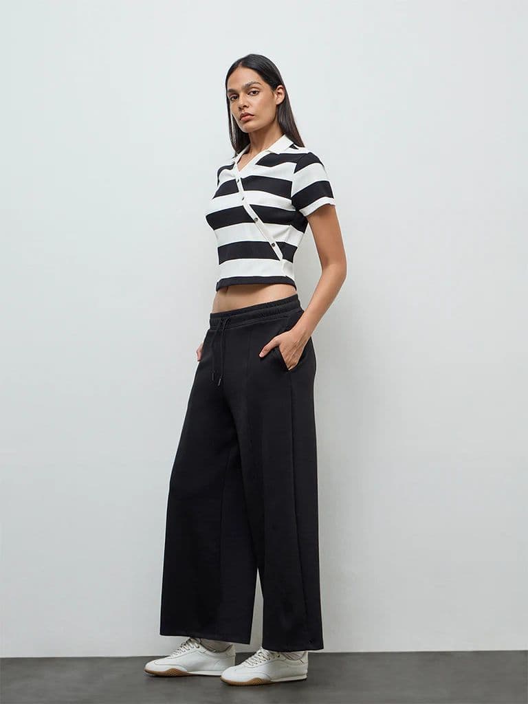 Nuoflexx Black and White Striped Cotton-Blend Top — photo 2