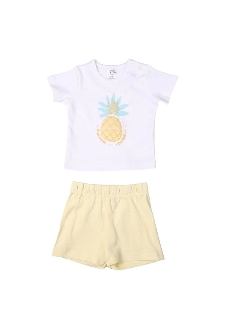 HOP Baby Girls Multicolour Printed Cotton T-Shirt and Shorts Set