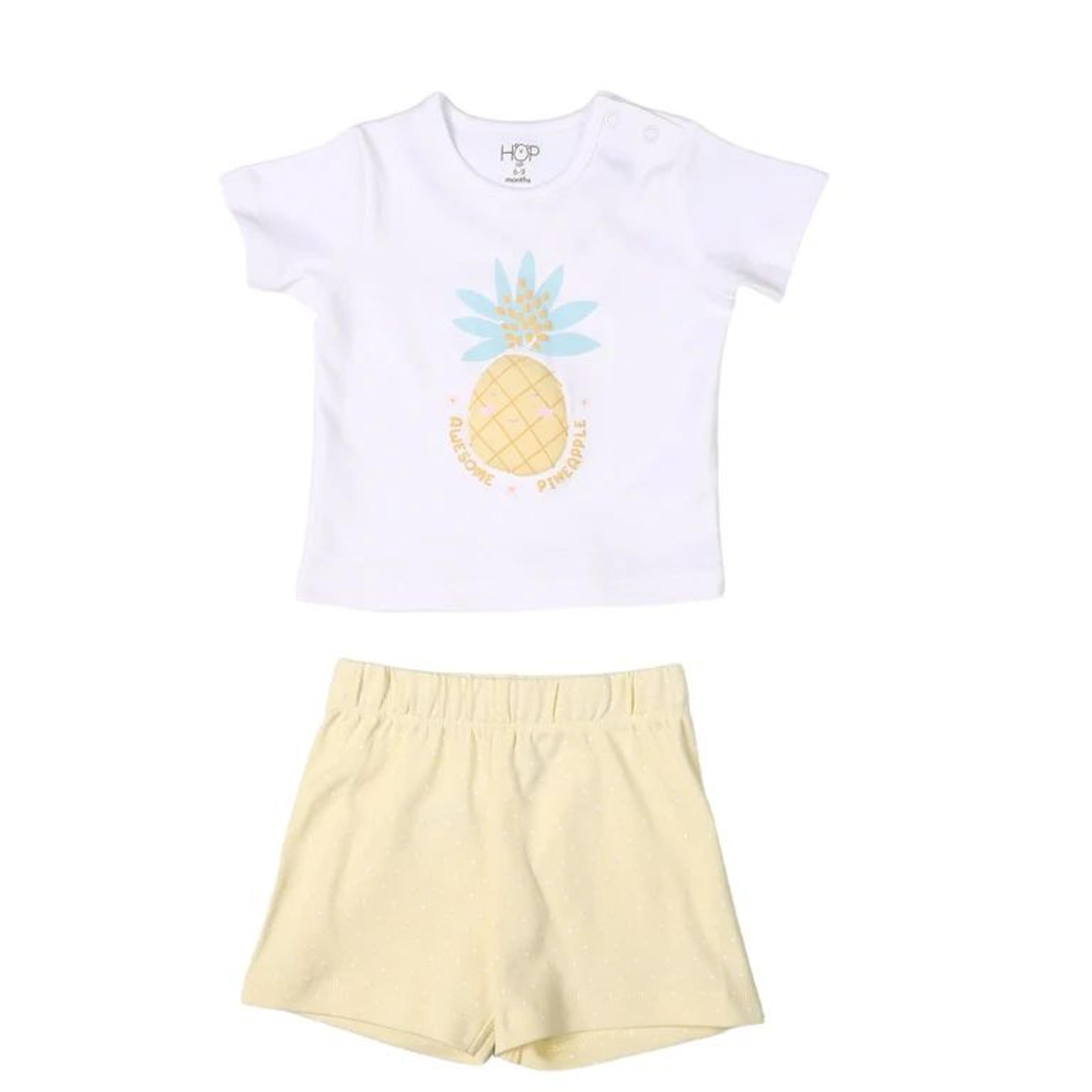 HOP Baby Girls Multicolour Printed Cotton T-Shirt and Shorts Set