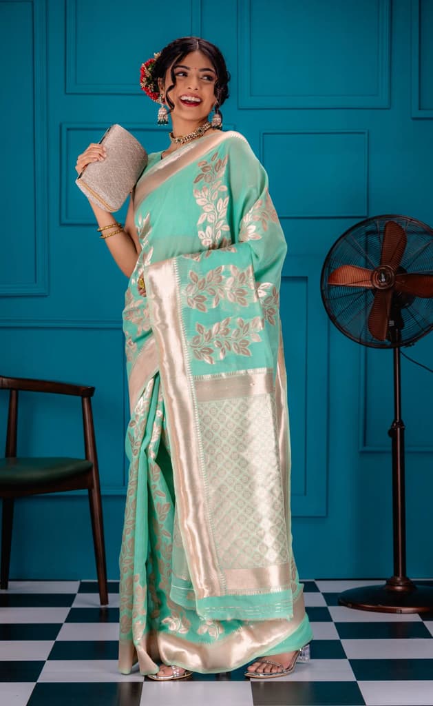 Mimosa Women's Woven Design Banarasi Style Art Silk Saree With Blouse Piece : SA00001765RMFREE — photo 5