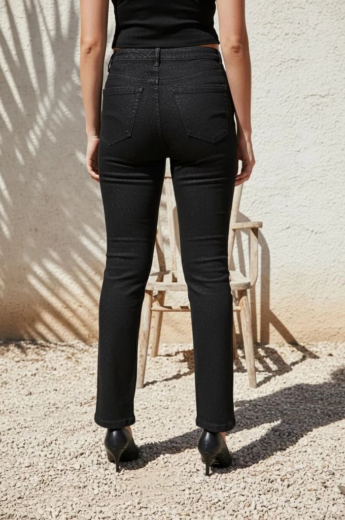 Black Solid Straight-Leg Denim Jeans with YKK Zipper — photo 3