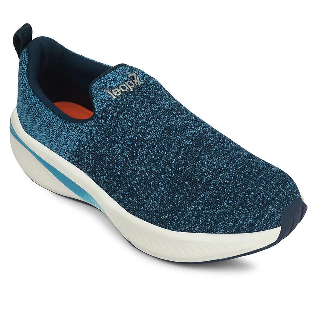 Leap7x Teal Blue Sports Non Lacing Walking Shoes For Men GHD-3 By Liberty