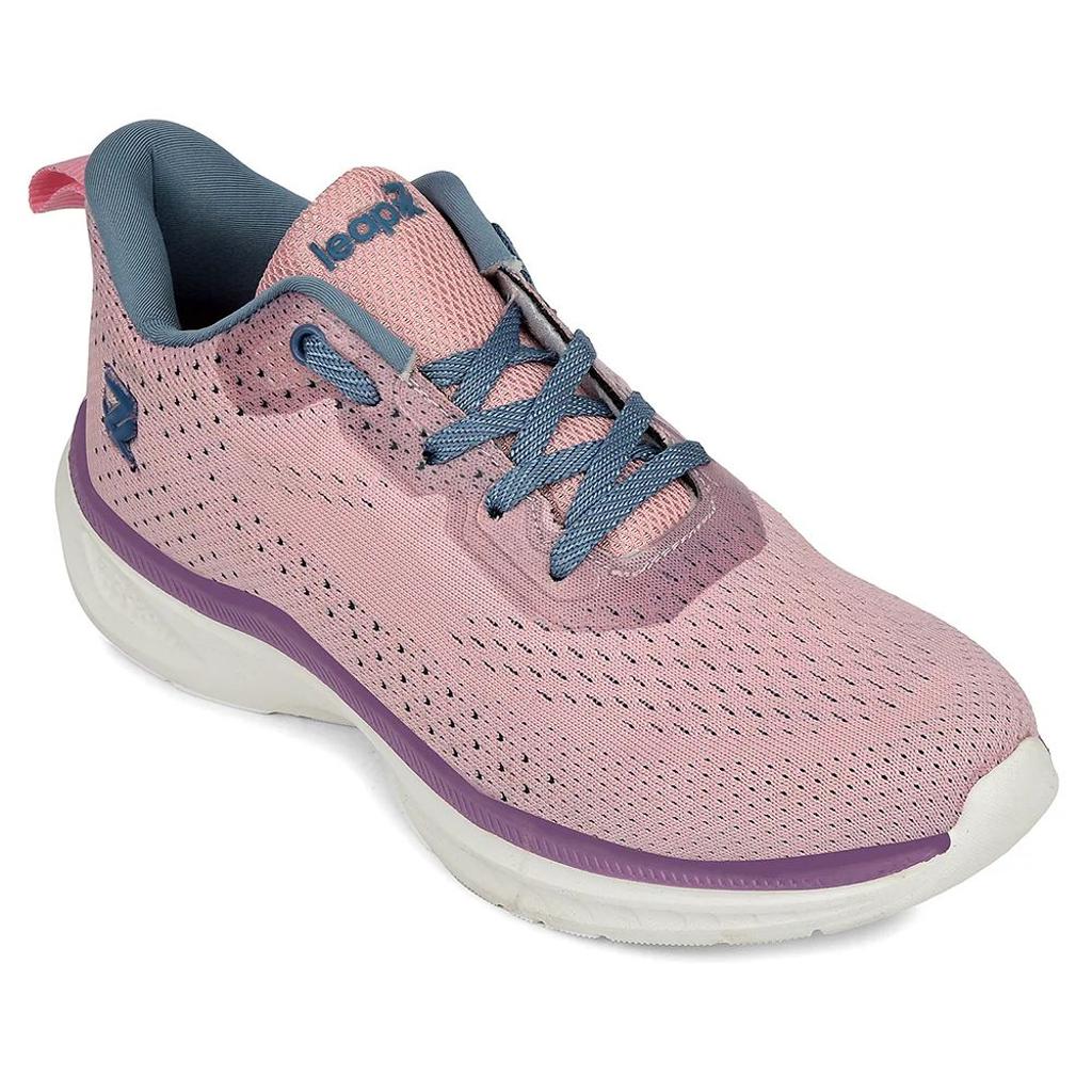 Leap7x Peach Sports Lacing Running Shoes For Women GHD-10 By Liberty