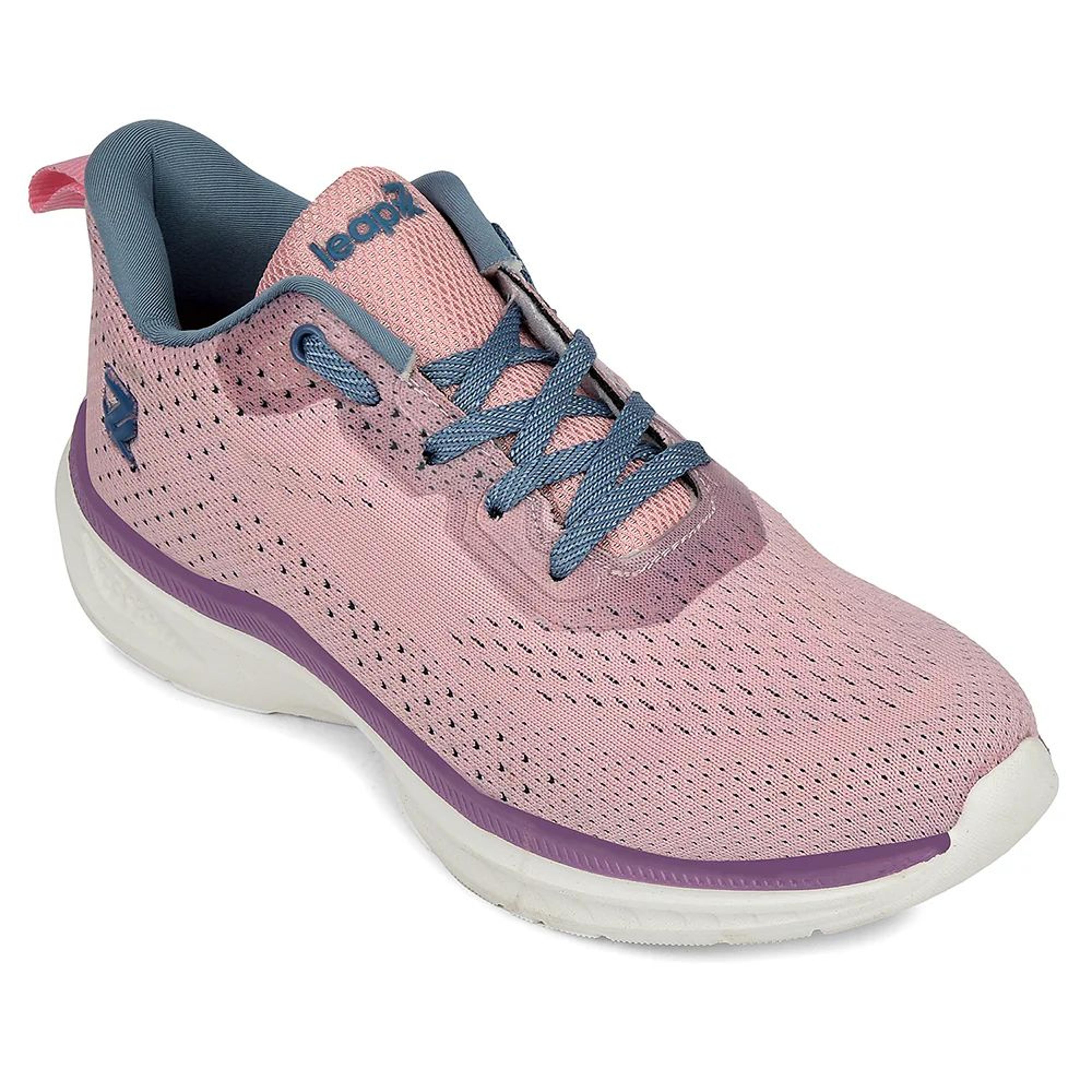 Leap7x Peach Sports Lacing Running Shoes For Women GHD-10 By Liberty