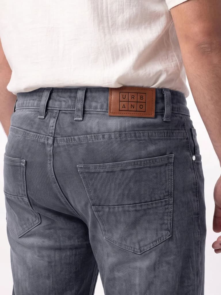 Plus Men's Grey Relaxed Fit Washed Denim Jeans Non-Stretchable — photo 6