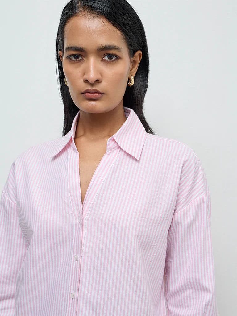 Wardrobe Pink Striped Cotton Shirt — photo 3