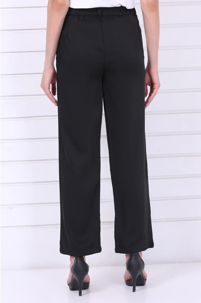 Black Solid Straight Parallel Pants with YKK Zipper — photo 4