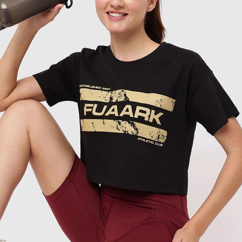 Brisk Fuaark Cotton Crop Top Black