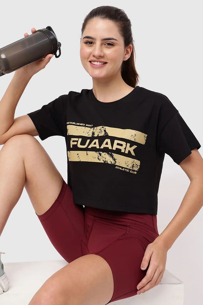 Brisk Fuaark Cotton Crop Top Black — XS