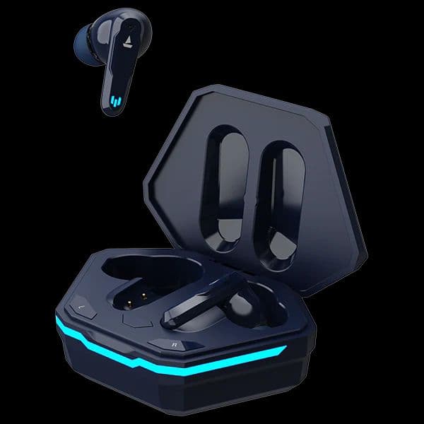 boAt Airdopes 191G | Wireless Earbdus Gaming Earbuds with 2x6mm Dual Drivers, Quad Mics with ENx™ and IWP™ Technology, LED Lights on Charging Case — Sports Blue