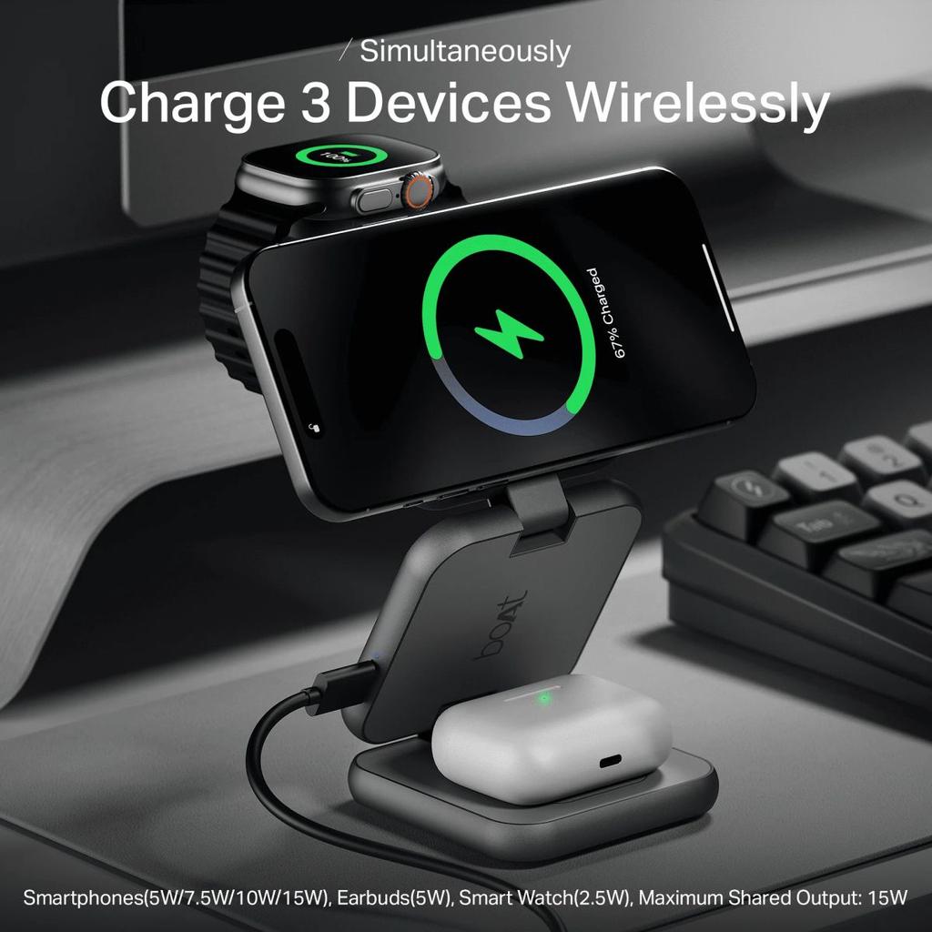 Flexcharge 360 | 3-in-1 Foldable Wireless Charger with Magnetic Hold, Fast Charging & Smart Power Management — photo 5