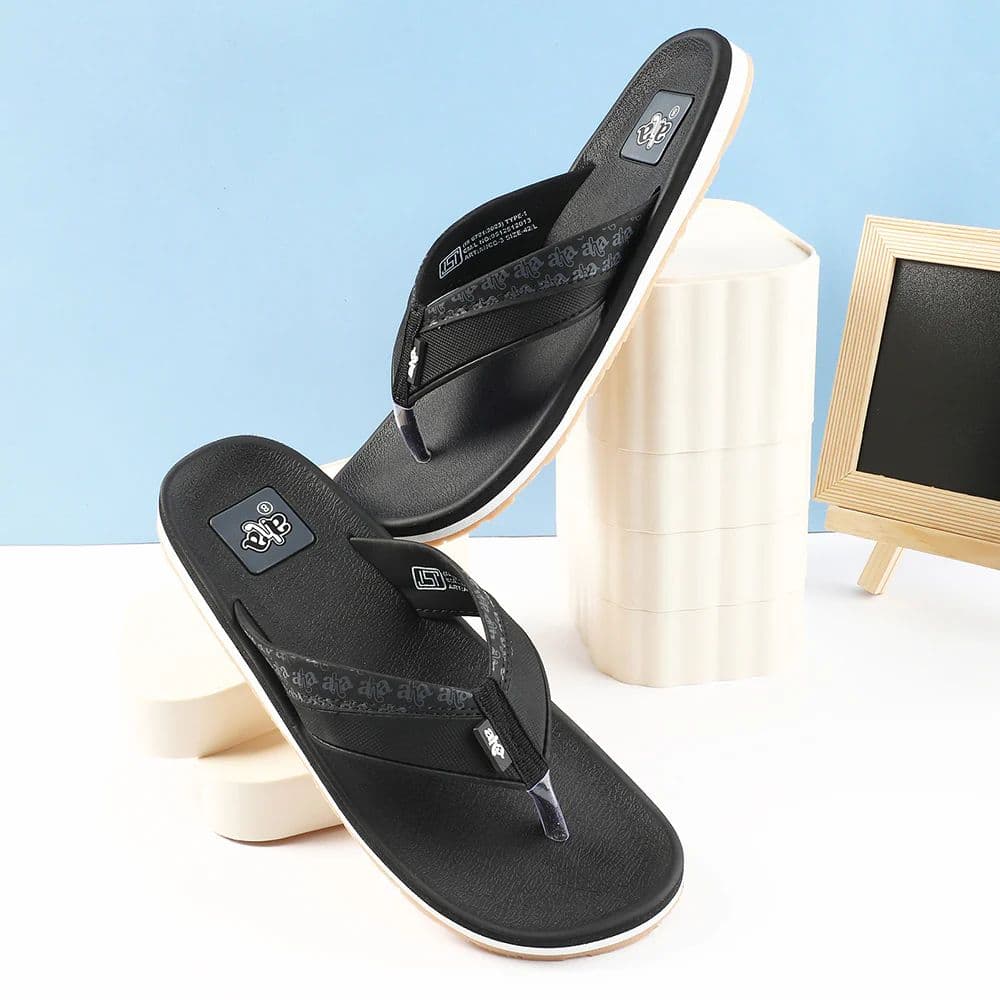 A-HA Casual Black Flip Flops For Men ANCO-03 By Liberty — photo 4