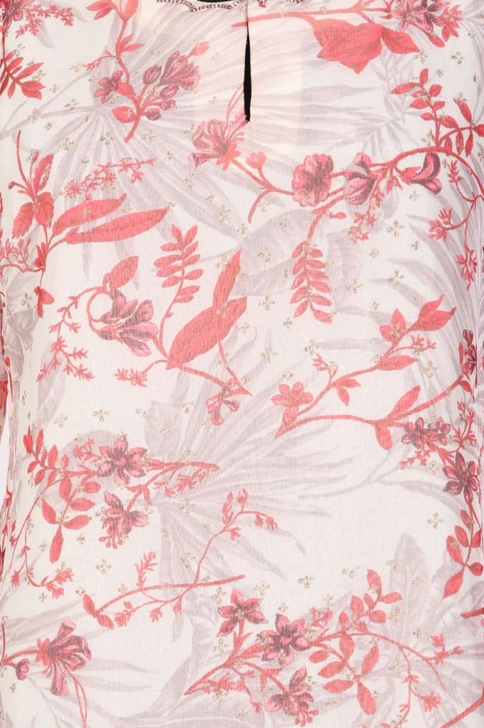 Off White Floral Printed Organza Straight Kurta — photo 3