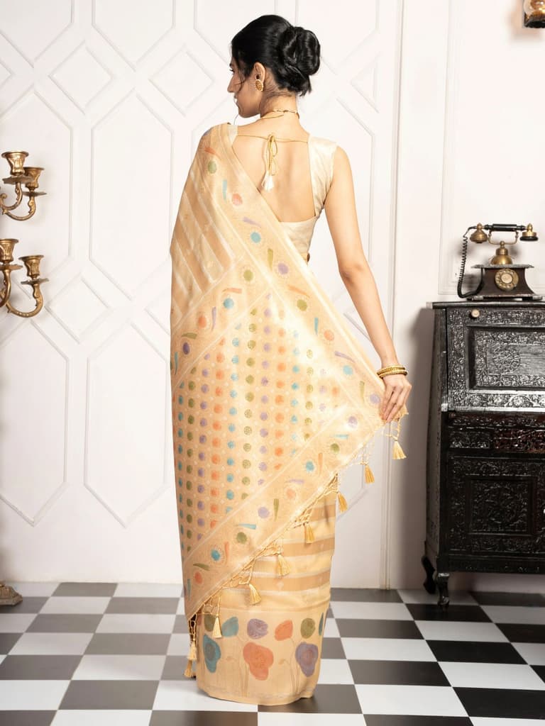 Mimosa Women's Woven Design Banarasi Style Art Silk Saree With Blouse Piece : SA00002064YLWFREE — photo 4