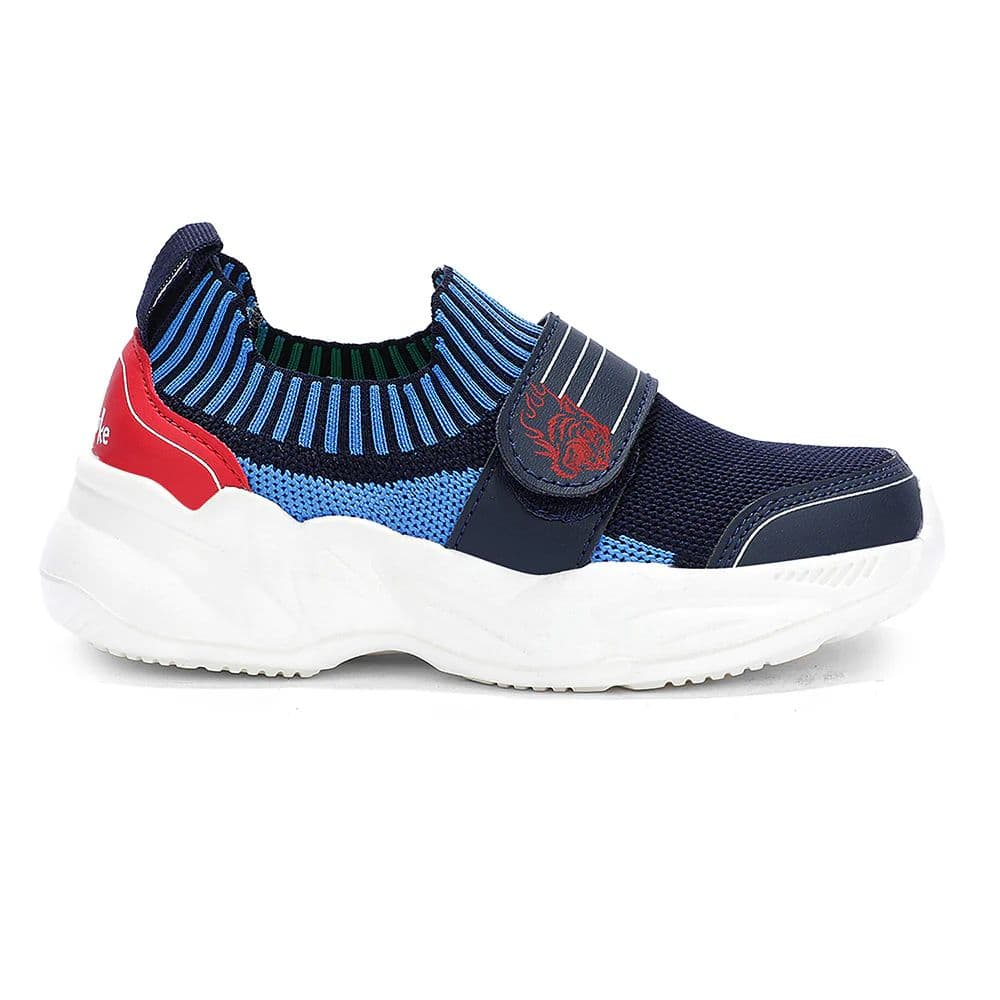 Leap7X Navy Blue Sports Non Lacing Walking Shoes For Kids TREND-K5K By Liberty — photo 4