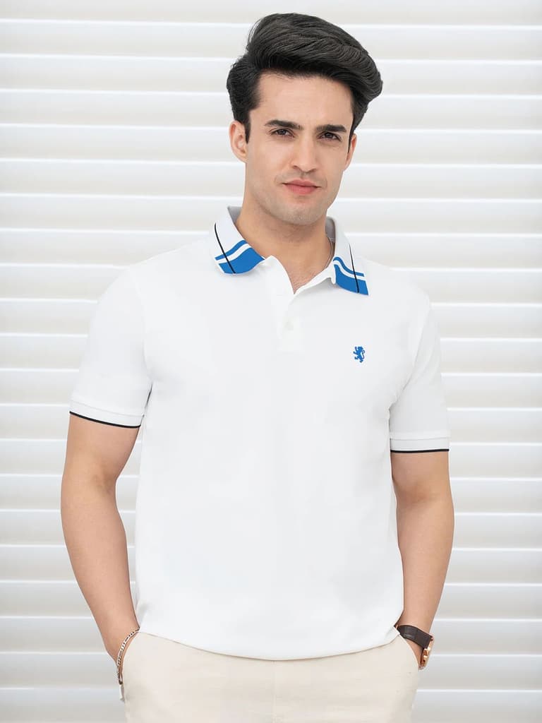 T Shirts for Men in White | Polyester Polo T Shirt — L / White