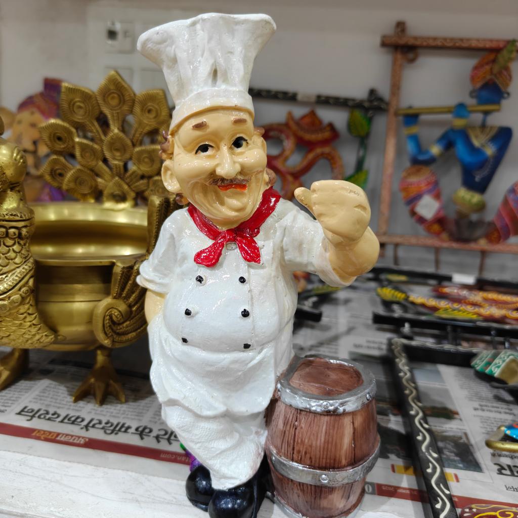 Chef Cooking Figure | Kitchen Decoration | Ceramic | White