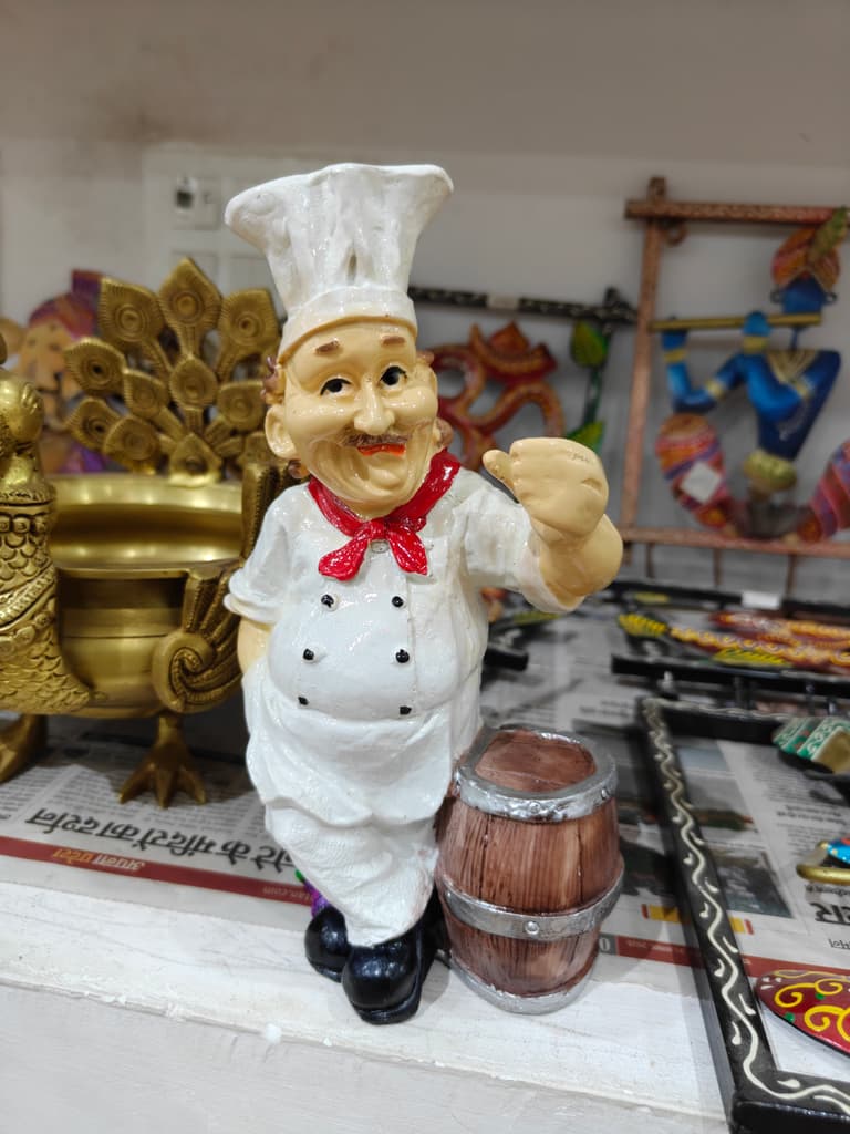 Chef Cooking Figure | Kitchen Decoration | Ceramic | White