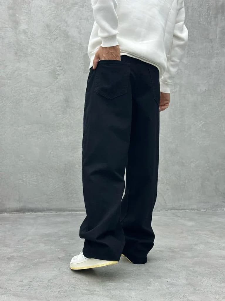 Pure Black Baggy Fit Rigid Jeans — photo 9