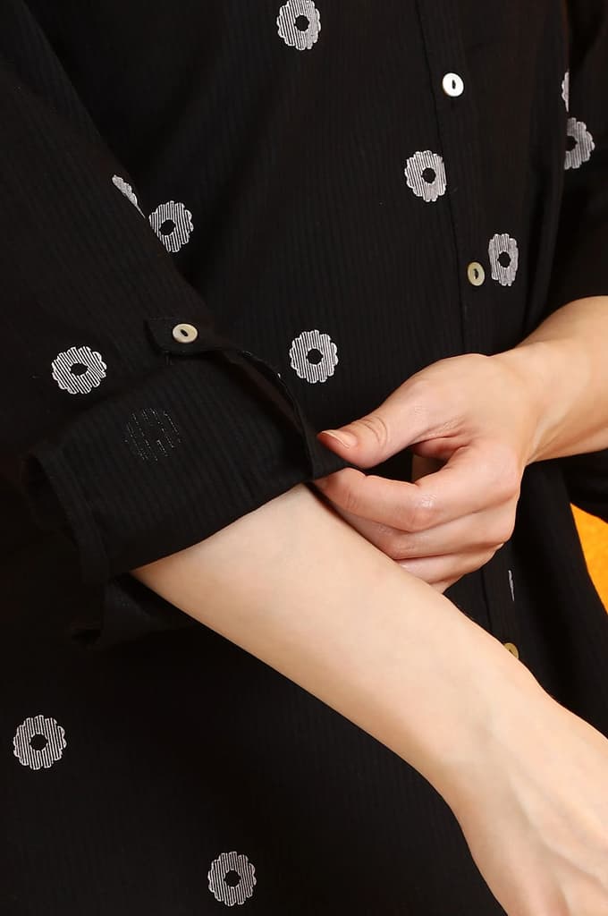Black Printed Pure Cotton Button Down Shirt — photo 7
