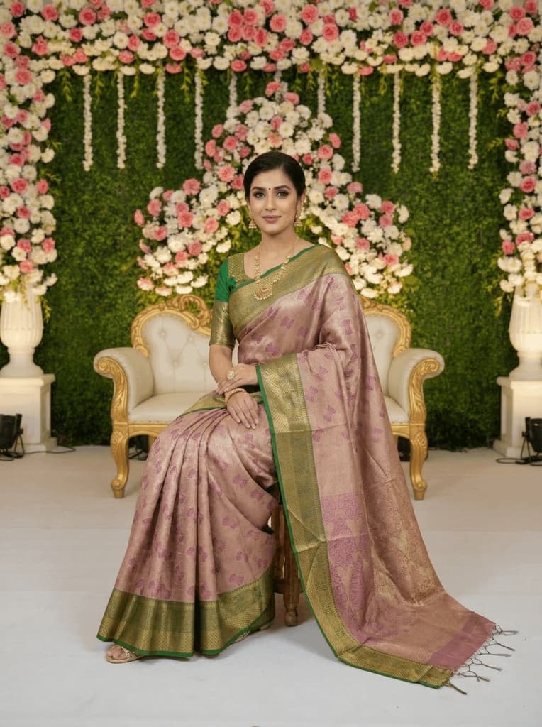MIMOSA Women's Woven Design Kanjivaram Style Art Silk Saree with Blouse Piece - Magenta (SA00002804MJFREE) — photo 4