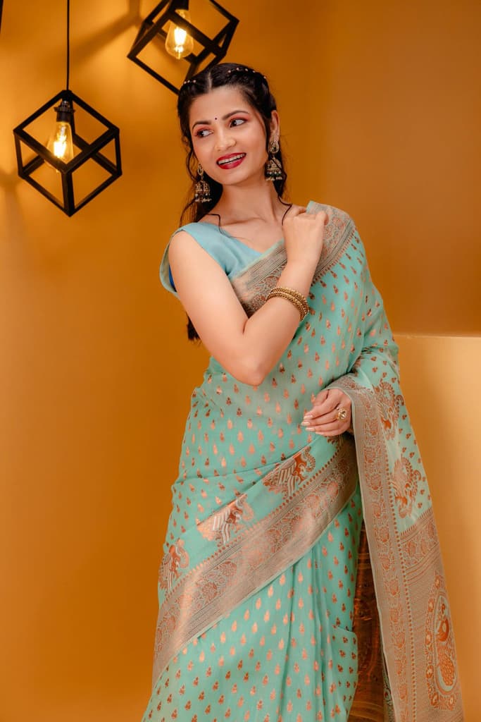 Mimosa Women's Woven Design Banarasi Style Art Silk Saree With Blouse Piece : SA00001809RMFREE — photo 2