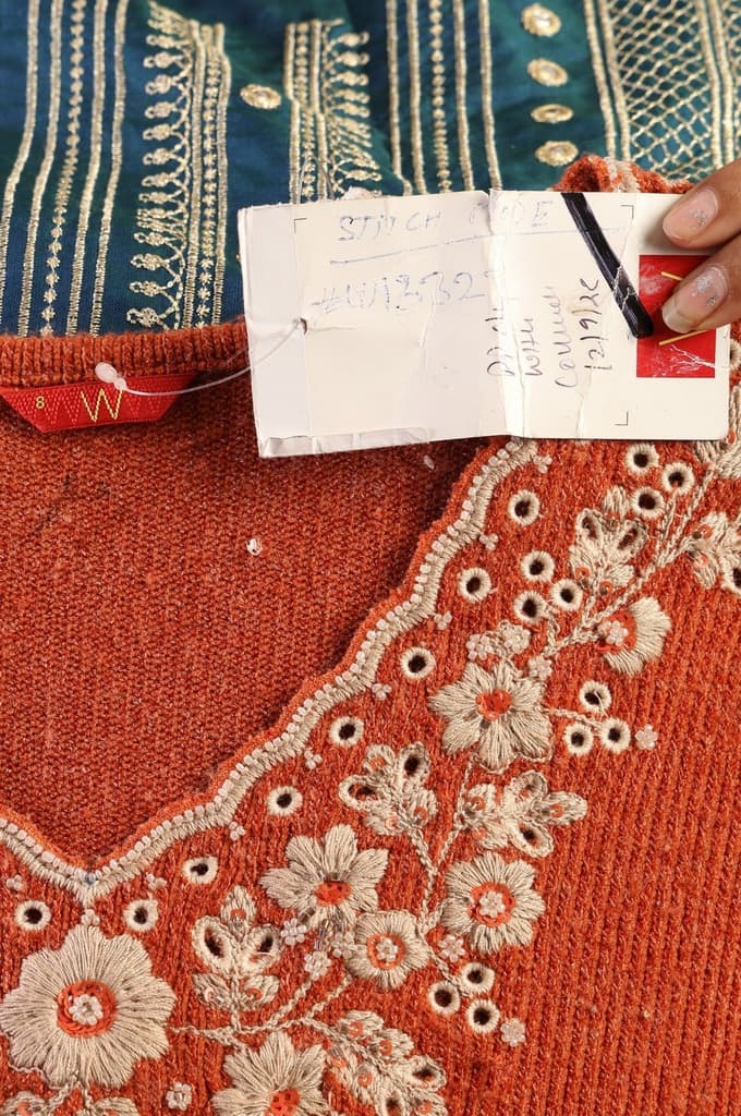 Orange Embroidered A-line Winter Dress — photo 6