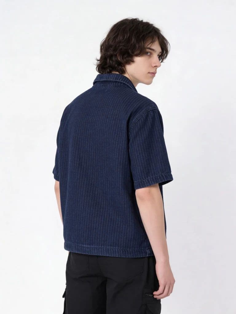 Y&F Kids Boys Dark Blue Zip-up Denim Shirt — photo 2