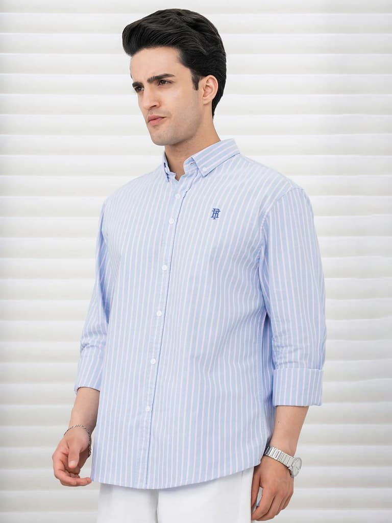 Shirts for Men in Pink | Cotton Oxford Check Full Sleeve Shirt — photo 5