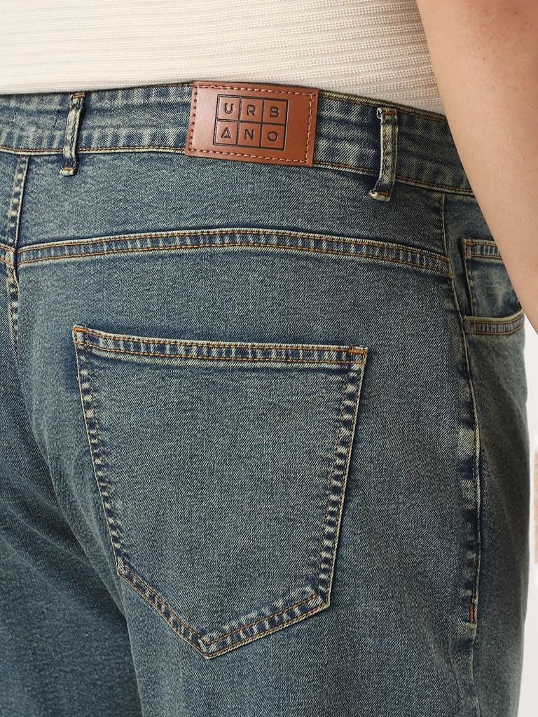 Plus Men's Light Blue Straight Fit Heavy Washed Jeans Stretchable — photo 6