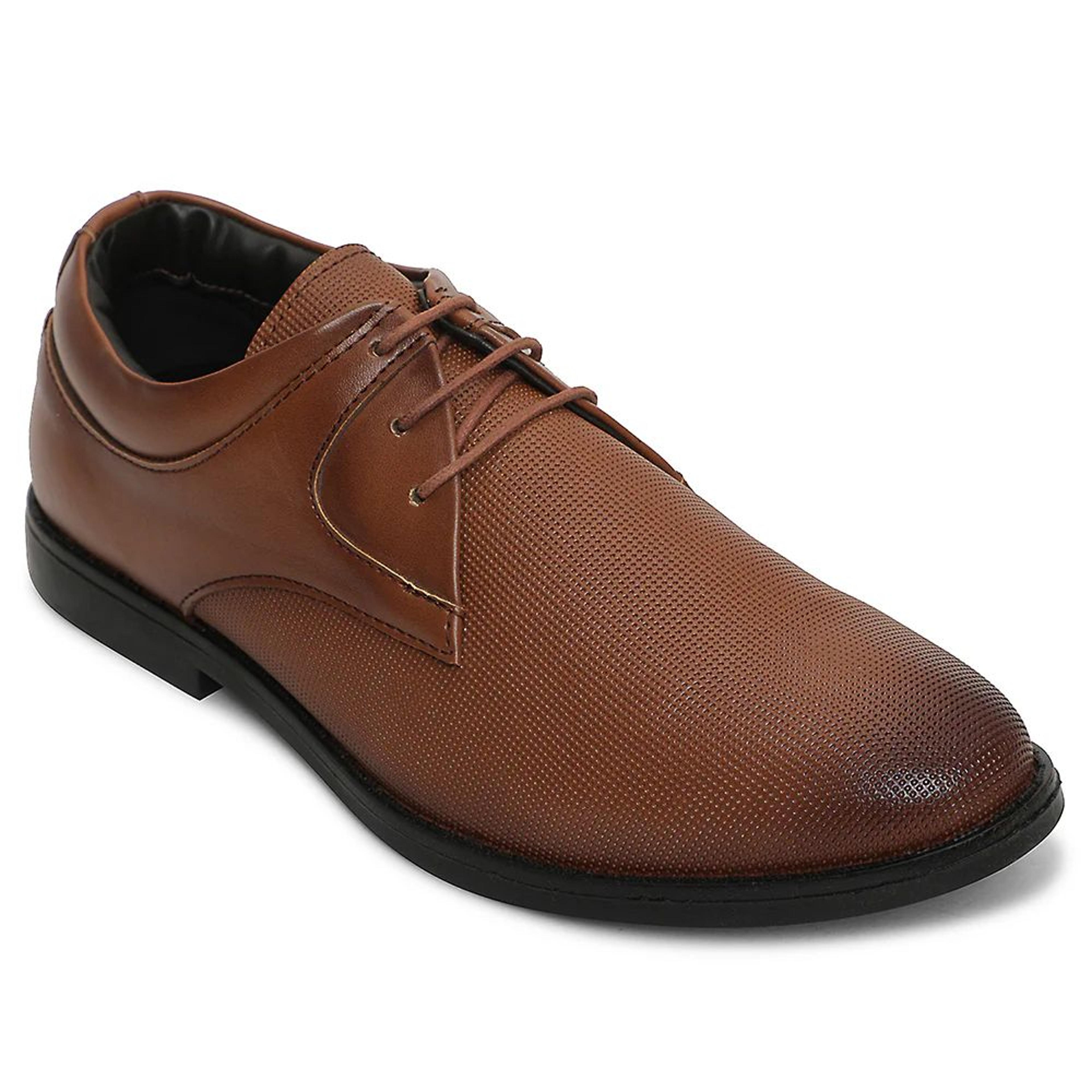 Healers Tan Formal Lacing Derby Shoes For Men DERBO-10E By Liberty