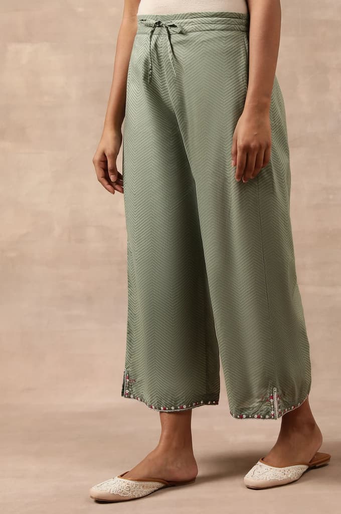 Olive Green Chevron Print Parallel Pants — photo 3