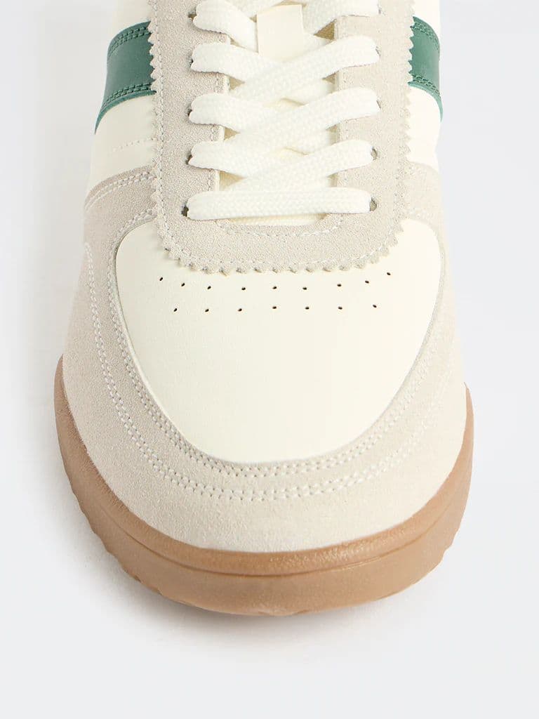 SOLEPLAY White and Grey Stripe-Detailed Lace-Up Sneakers — photo 4