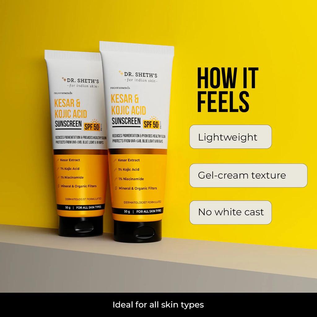 Kesar & Kojic Acid Sunscreen - 50 gm In-Vivo Tested SPF 50+ PA ++++