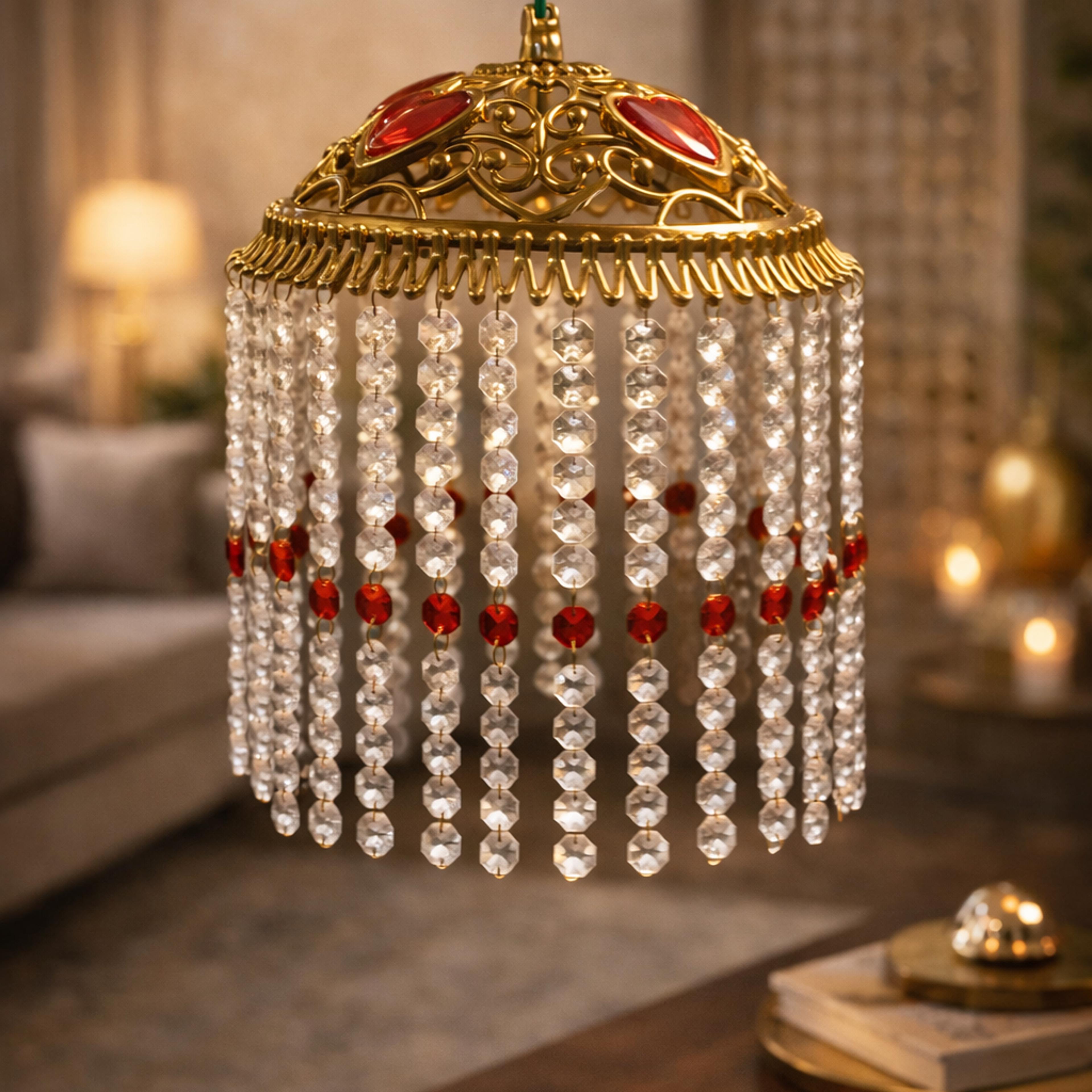 Ruby Crystal Fringe Pendant Lamp