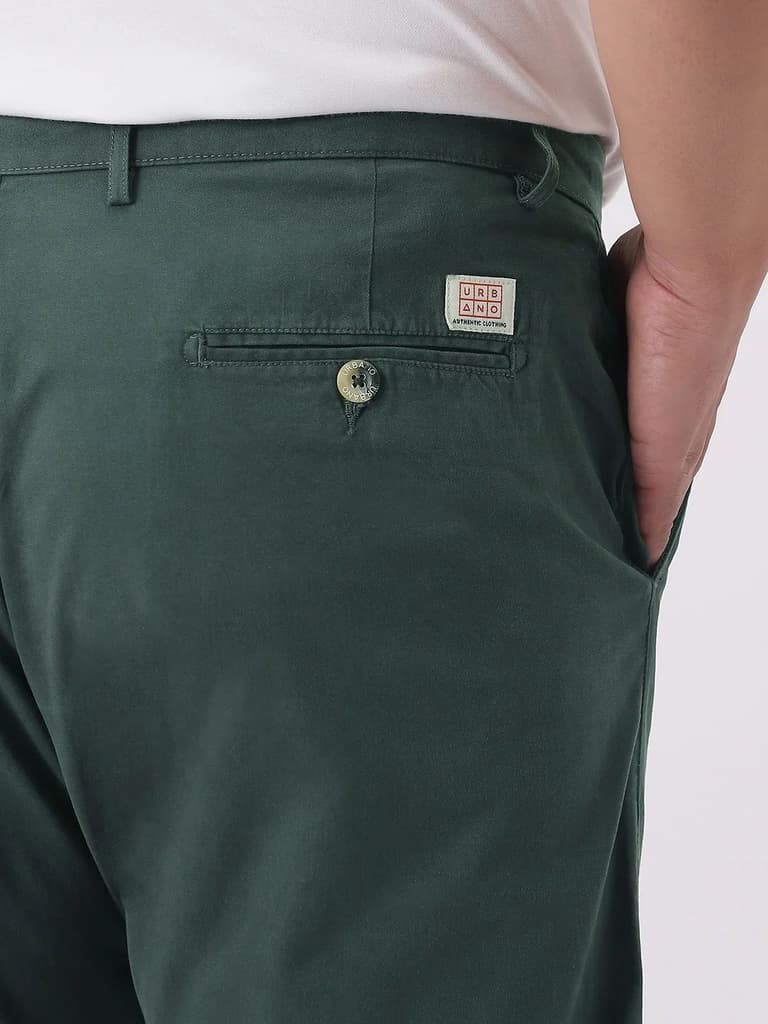 Plus Men's Teal Green Cotton Regular Fit Casual Chinos Trousers Stretch — photo 6