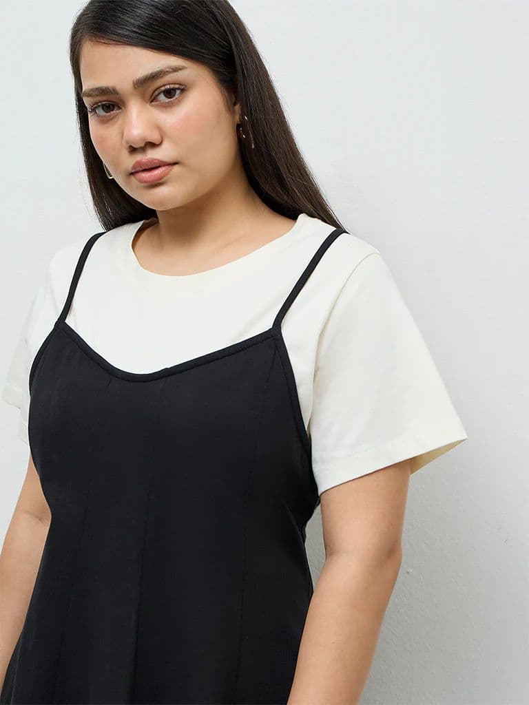 Gia Black Double-Layered Cotton T-Shirt — photo 3