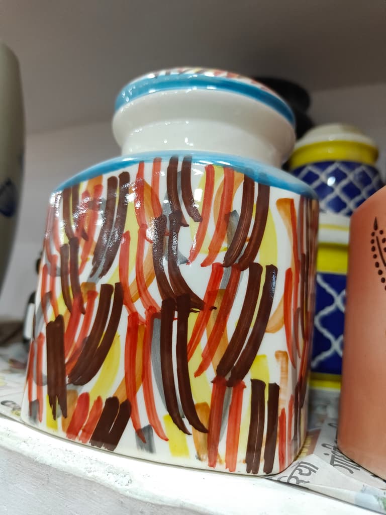 Colorful Vase with Stripes | Ceramic | Decorative | Multi-colored