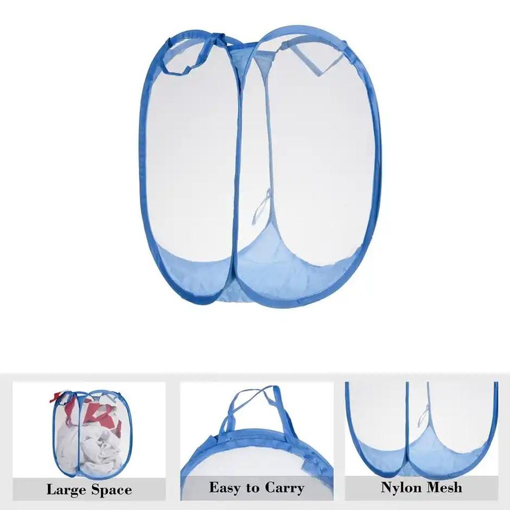 Kuber Industries Nylon Mesh Laundry Basket with Handles|Netted Lightweight Laundry Bag (Assorted)