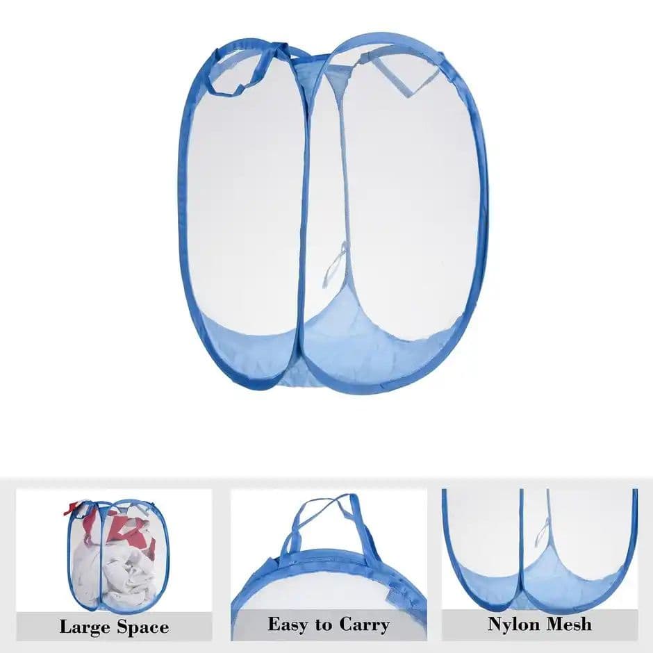 Kuber Industries Nylon Mesh Laundry Basket with Handles|Netted Lightweight Laundry Bag (Assorted)