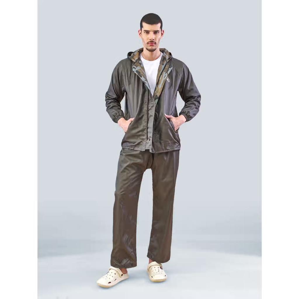Lux Venus Lightweight Hooded Reversible Raincoat for Men With Waterproof Pant - Grey | 3XL — photo 3