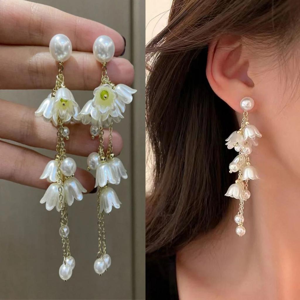 Flower Power Drop Earrings | Lily of the Valley Tassel Dangle Earrings — photo 2