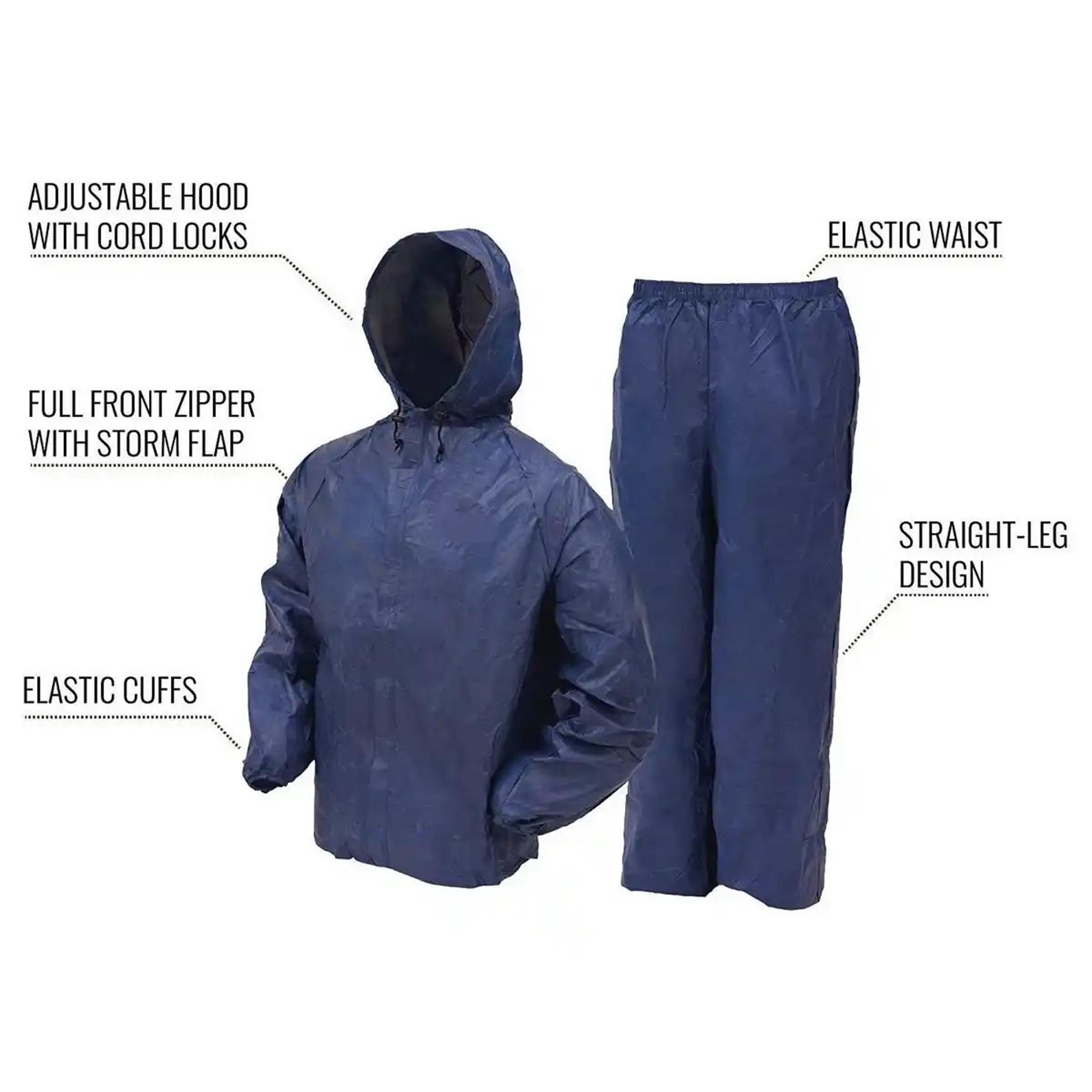 INFISPACE Adult Unisex Polyester Raincoat Suit with Adjustable Cap & Pockets Blue Color XXL
