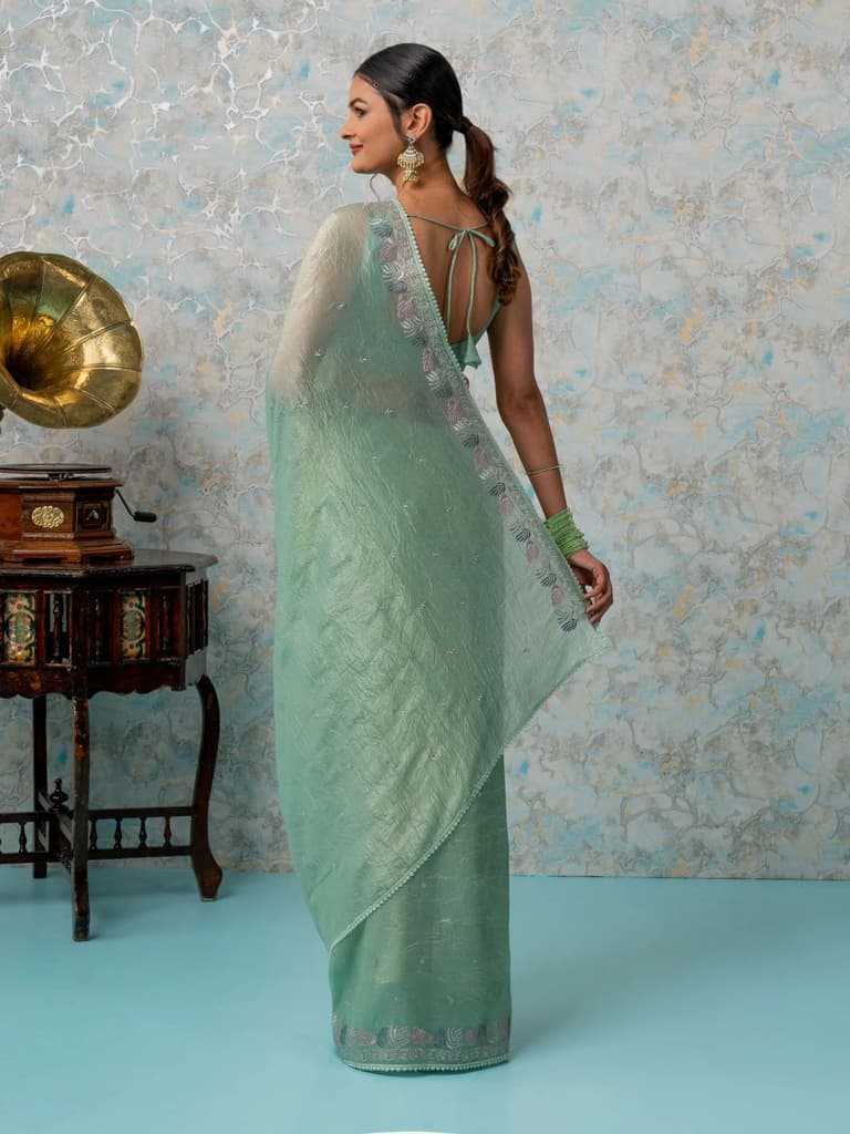 Mimosa Women's Woven Design Banarasi Style Tissue Crush Saree With Blouse Piece : SA00002008PSFREE — photo 4