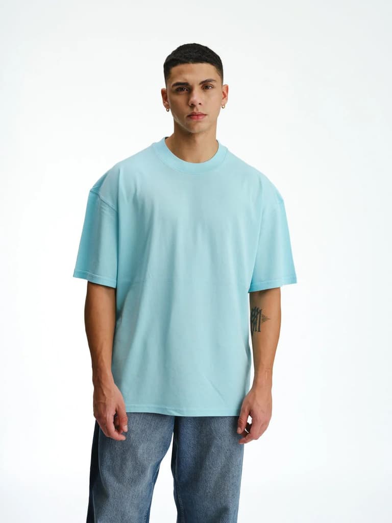 Solid Aqua Soft Jersey Oversized T-shirt — photo 3