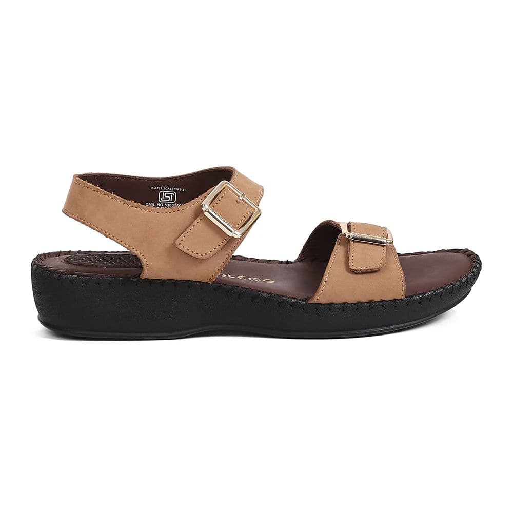 Healers MDG-4 Women's Tan Casual Sandals - EVERYDAY COMFORT with Premium Nubuck Upper — photo 2