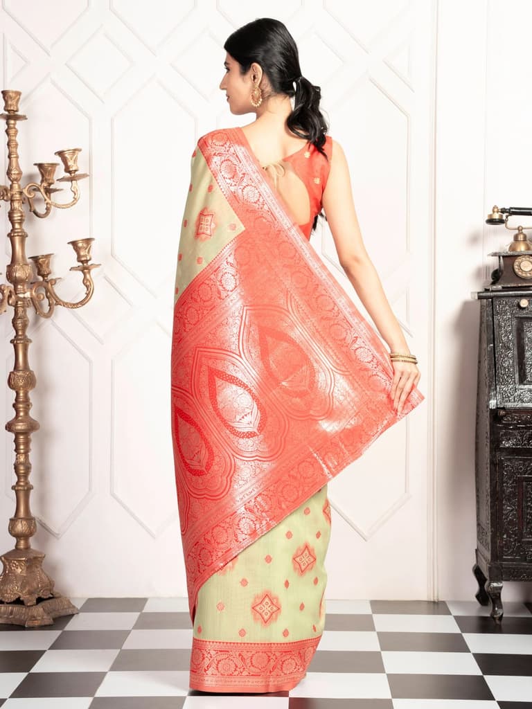 Mimosa Women's Woven Design Kanjivaram Style Art Silk Saree With Blouse Piece : SA00002068PSFREE — photo 3