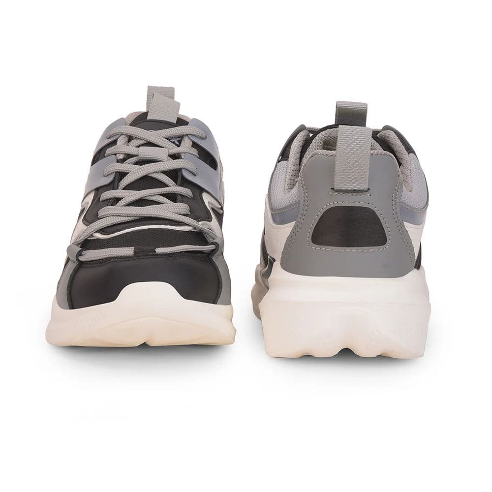 Leap7x Light Grey Sports Lacing Running Shoes For Kids GAMEON-2EL By Liberty — photo 7