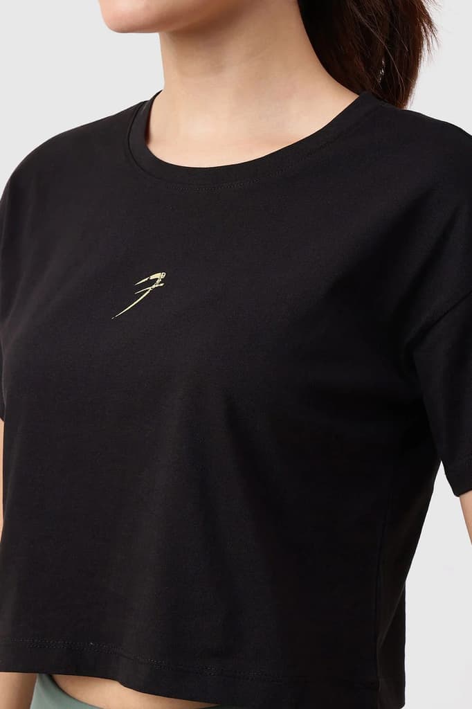 Brisk Cotton Crop Top Black — photo 3